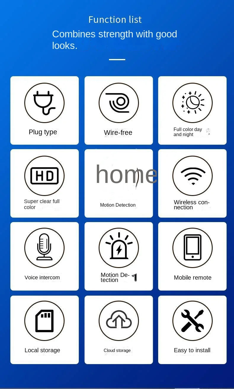 Home Surveillance Cameras, No Drilling Required, For Household Security — Wireless Wifi Hd 1080p Smart 360-degree Camera.