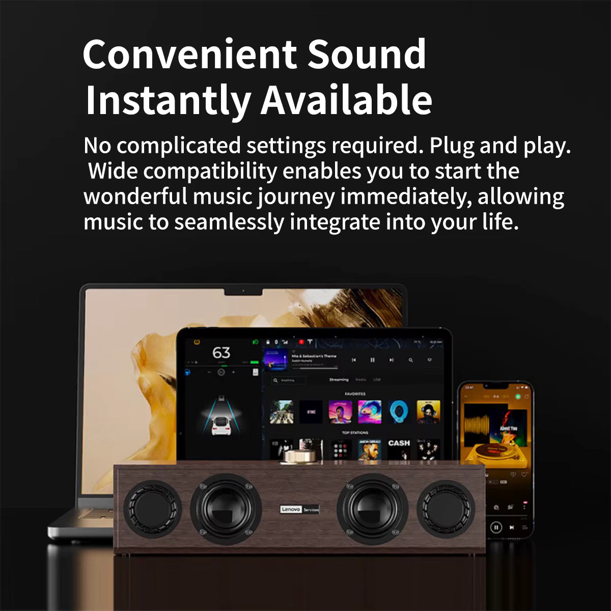 Lenovo C02 Retro Bluetooth Speaker – Wired & Wireless Dual-Mode with Subwoofer