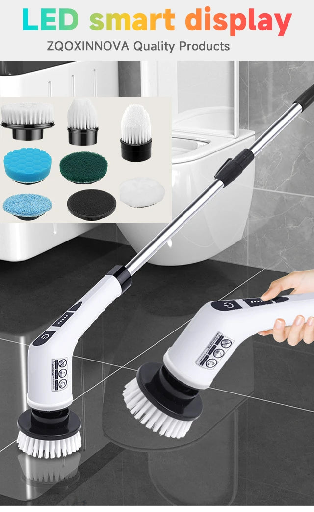 Zqoxinnova 7-in-1 Cordless Electric Spin Scrubber – Multipurpose Cleaning Brush for Kitchen & Bathroom