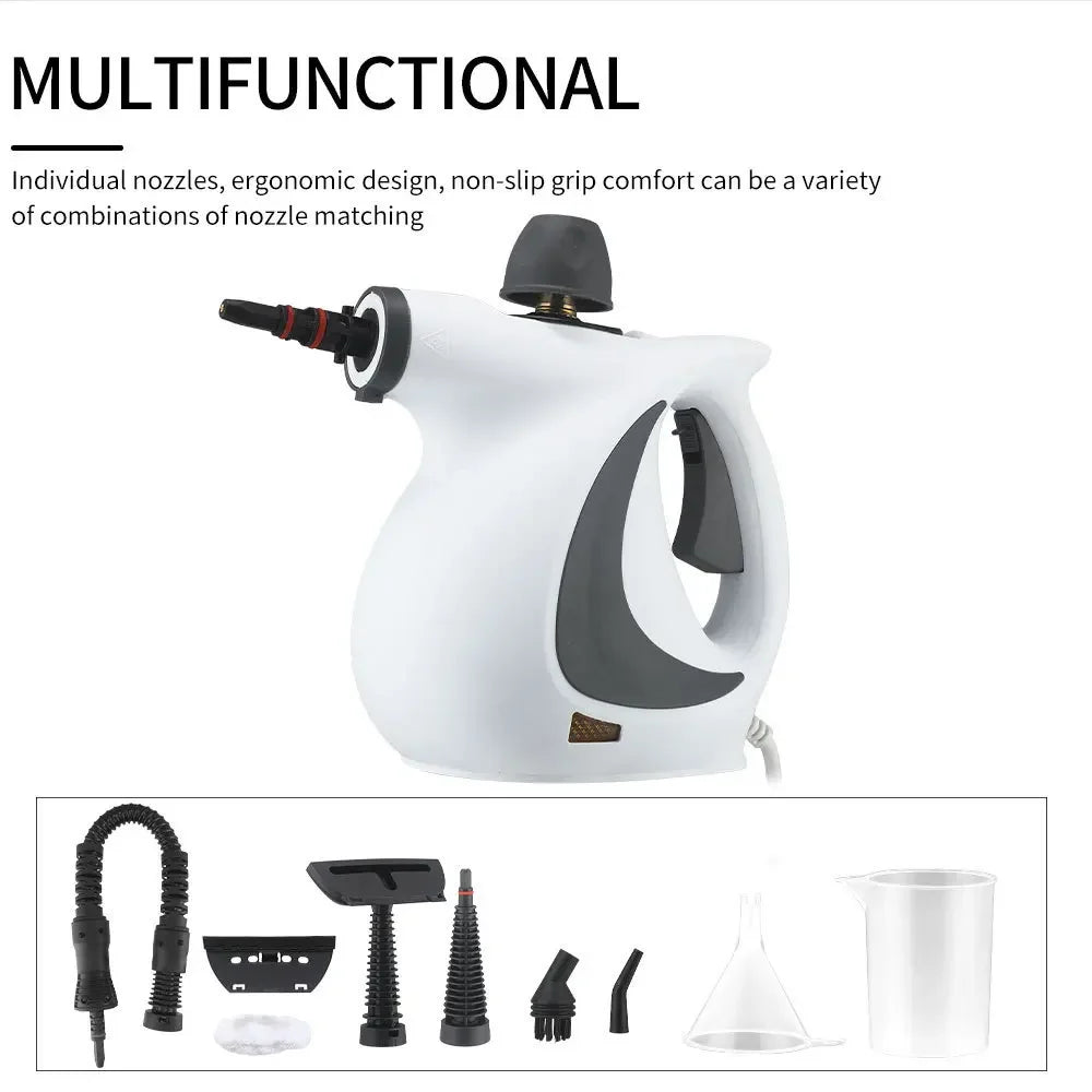 LZJV Handheld Steam Cleaner – 1050W High-Pressure Steamer with 9 Accessories for Home Sanitization & Stain Removal