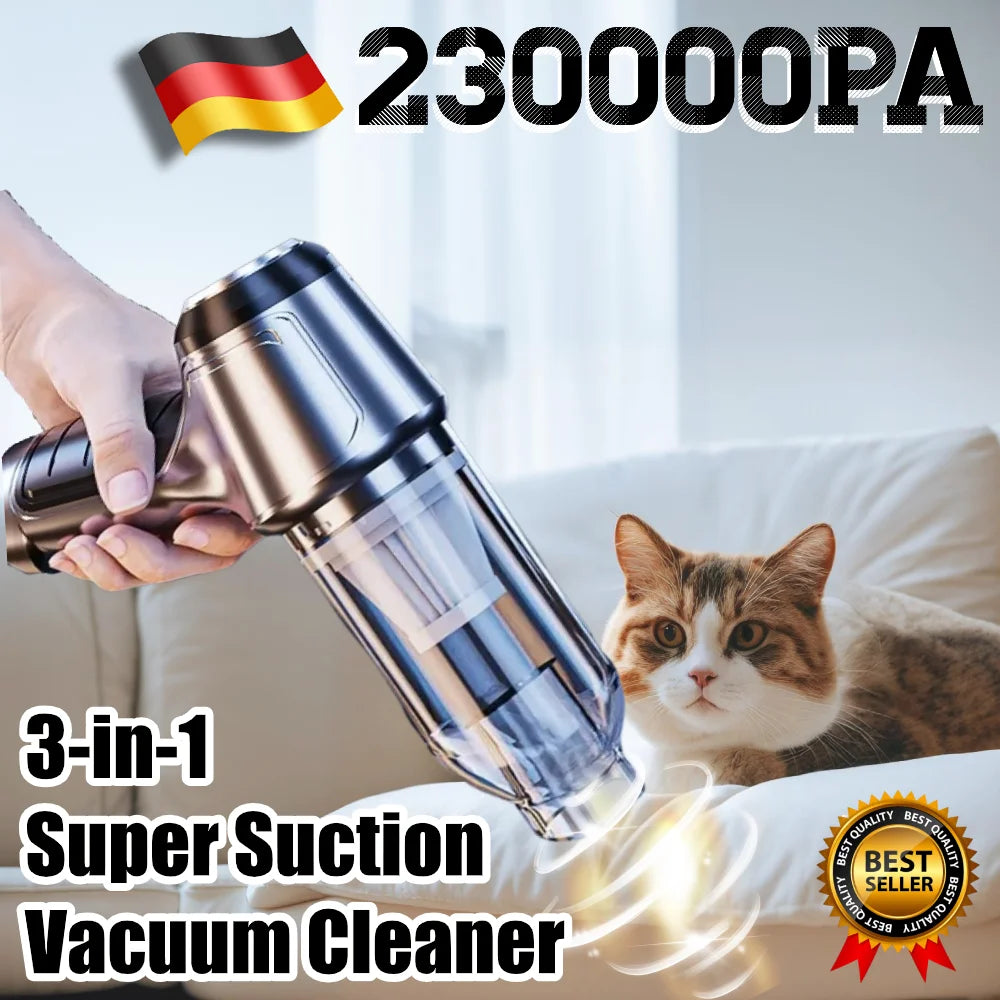 Portable Wireless Car Vacuum Cleaner – 230,000PA Strong Suction Handheld Air Duster for Car & Home