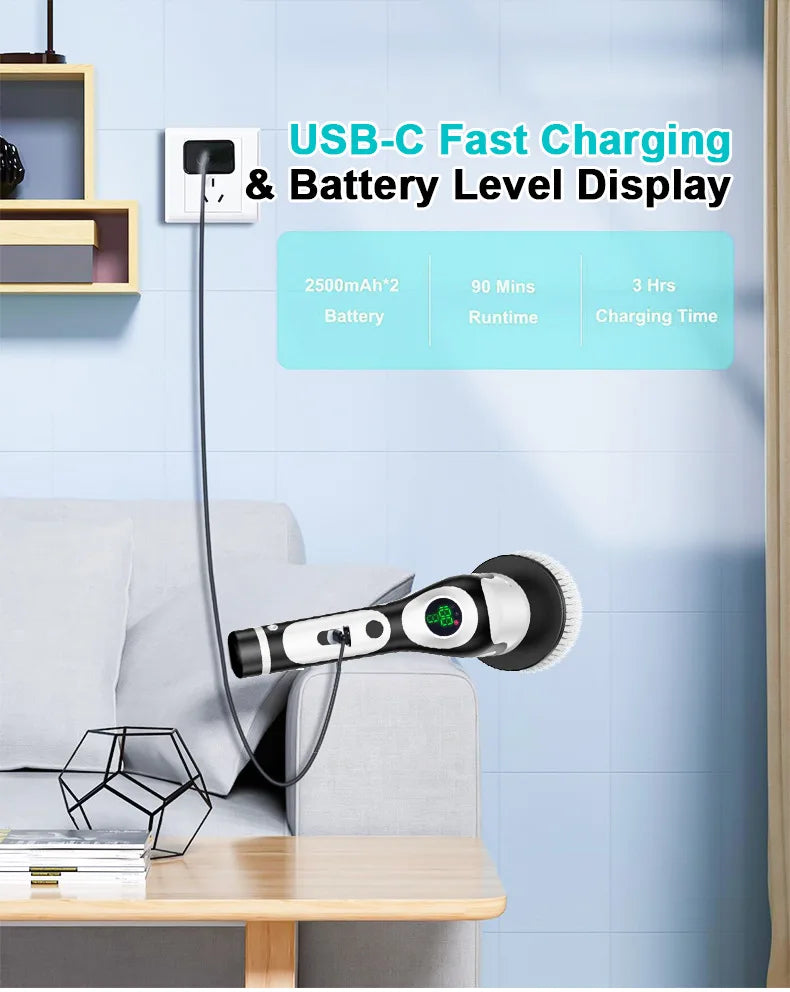 HOMEFISH Voice-Activated Rechargeable Electric Cleaning Brush – Smart Rotary Scrubber for Kitchen & Home