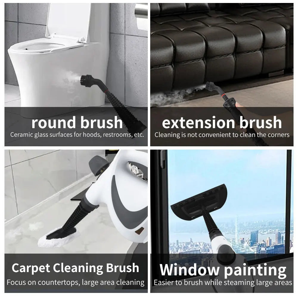 LZJV Handheld Steam Cleaner – 1050W High-Pressure Steamer with 9 Accessories for Home Sanitization & Stain Removal