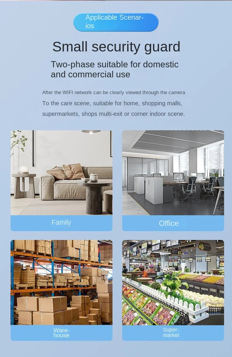 Home Surveillance Cameras, No Drilling Required, For Household Security — Wireless Wifi Hd 1080p Smart 360-degree Camera.