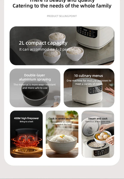 Electric Rice Cooker Smart 2L Automatic Multifunction Rice Cooking Machine Non-stick Liner for Food Warmer Household Rice Cooke