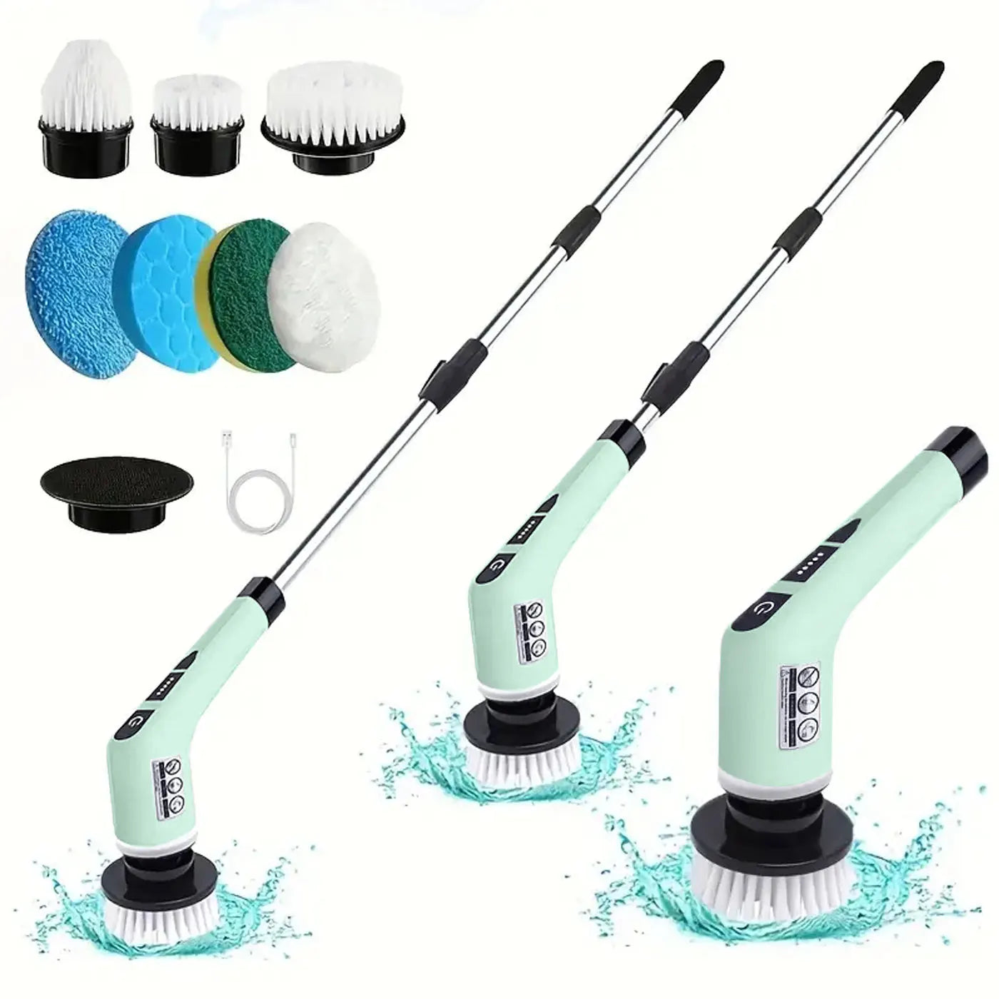 Electric Spin Scrubber with 7 Brush Heads &amp; Adjustable Extension Handle – Cordless Bathroom &amp; Household Cleaning Brush