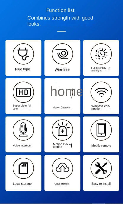 Home Surveillance Cameras, No Drilling Required, For Household Security — Wireless Wifi Hd 1080p Smart 360-degree Camera.
