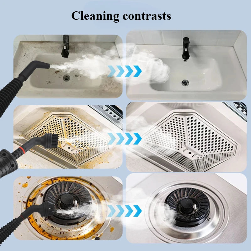 LZJV Handheld Steam Cleaner – 1050W High-Pressure Steamer with 9 Accessories for Home Sanitization &amp; Stain Removal