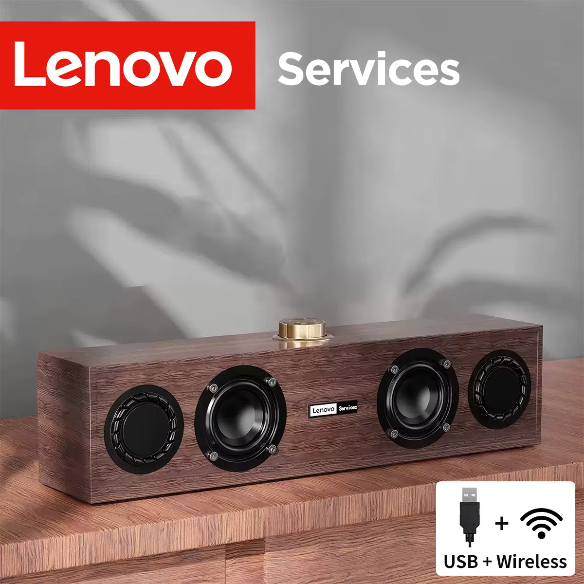 Lenovo C02 Retro Bluetooth Speaker – Wired &amp; Wireless Dual-Mode with Subwoofer