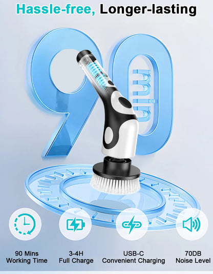 HOMEFISH Voice-Activated Rechargeable Electric Cleaning Brush – Smart Rotary Scrubber for Kitchen &amp; Home