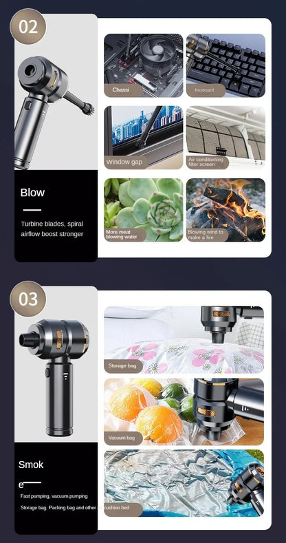 Wireless Handheld Car Vacuum Cleaner – Brushless Motor, 390,000PA Strong Suction &amp; Air Duster