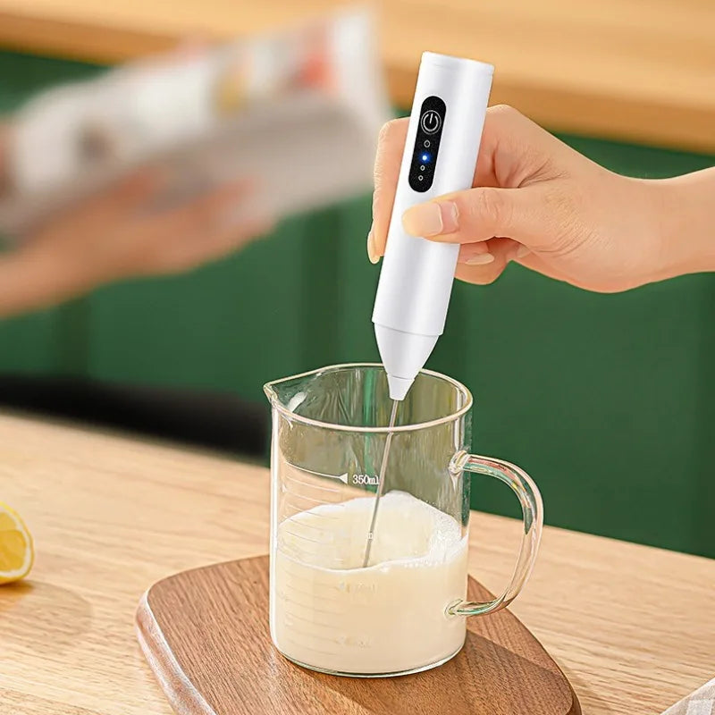 Wireless Handheld Milk Frother – Electric Mini Coffee Whisk &amp; Egg Beater with USB Charging