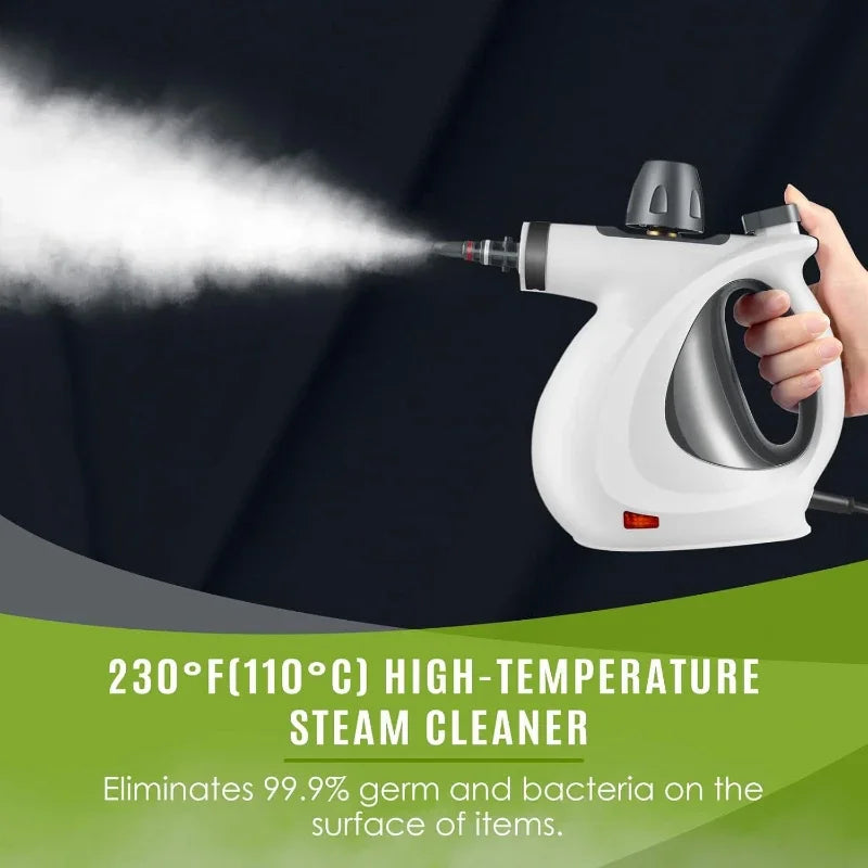 LZJV Handheld Steam Cleaner – 1050W High-Pressure Steamer with 9 Accessories for Home Sanitization &amp; Stain Removal