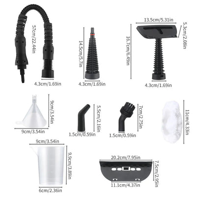 LZJV Handheld Steam Cleaner – 1050W High-Pressure Steamer with 9 Accessories for Home Sanitization &amp; Stain Removal
