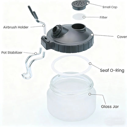 Airbrush Cleaning Kit with Clean Pot &amp; Jar Holder – Waste Liquid Collection for Home DIY &amp; Art Use