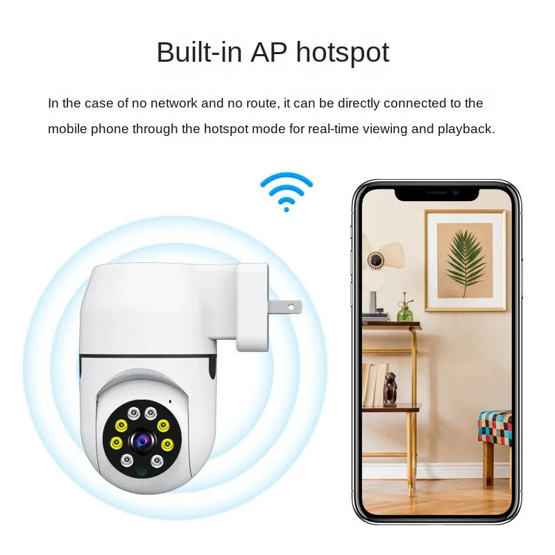 Home Surveillance Cameras, No Drilling Required, For Household Security — Wireless Wifi Hd 1080p Smart 360-degree Camera.