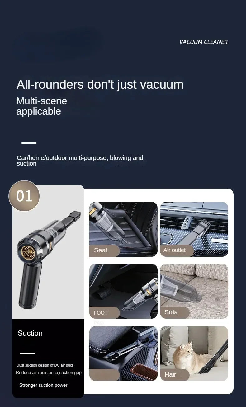 Wireless Handheld Car Vacuum Cleaner – Brushless Motor, 390,000PA Strong Suction &amp; Air Duster