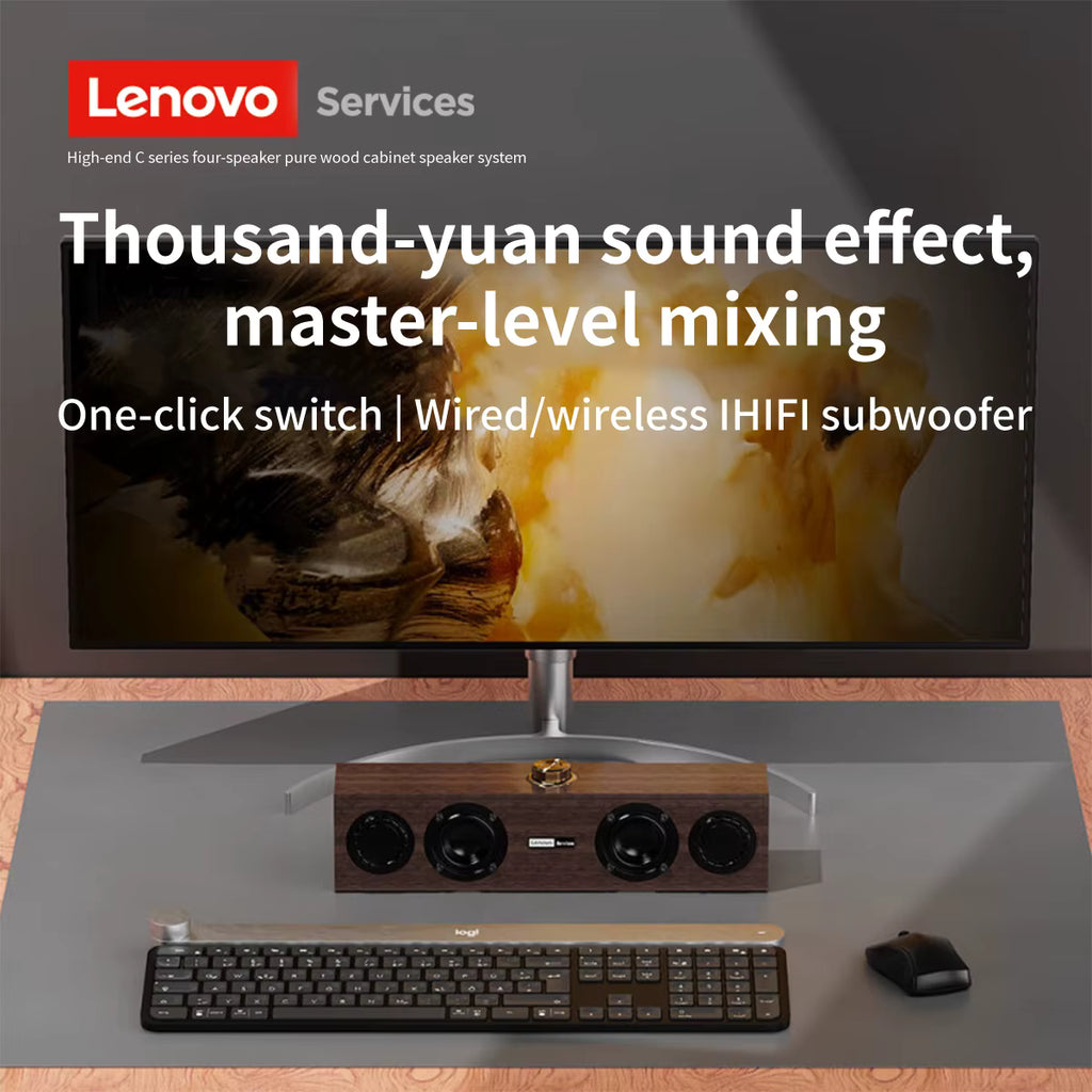 Lenovo C02 Retro Bluetooth Speaker – Wired & Wireless Dual-Mode with Subwoofer