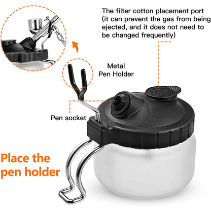 Airbrush Cleaning Kit with Clean Pot &amp; Jar Holder – Waste Liquid Collection for Home DIY &amp; Art Use