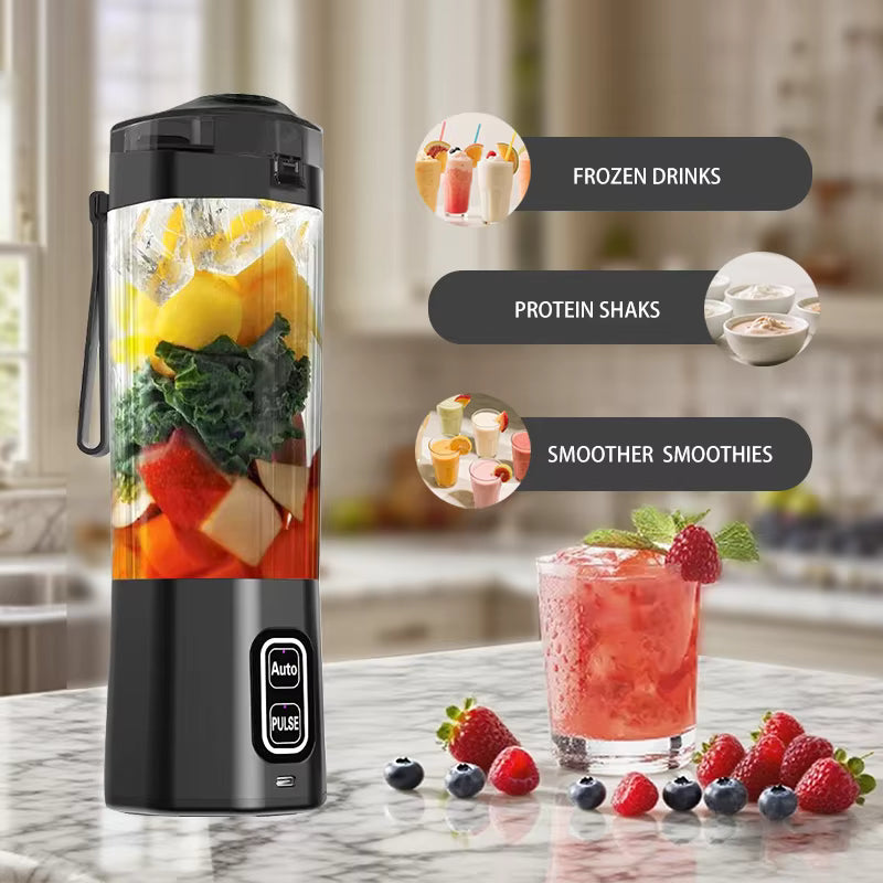 700ML Portable Electric Blender – USB Rechargeable Juicer with 6 Blades