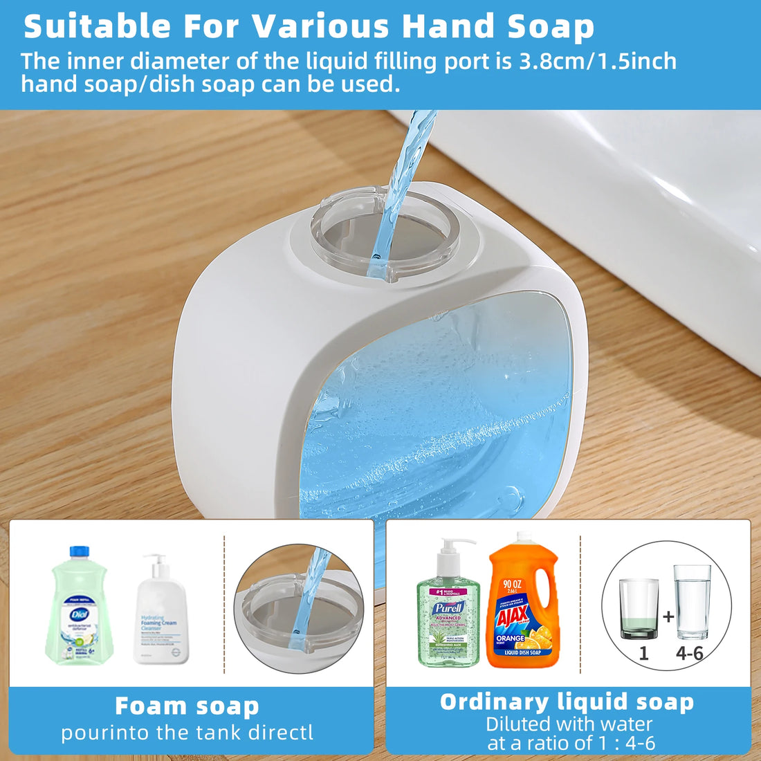 Wall-Mounted Automatic Foam Soap Dispenser – 500ml, Type-C Rechargeable, IPX5 Waterproof Sensor
