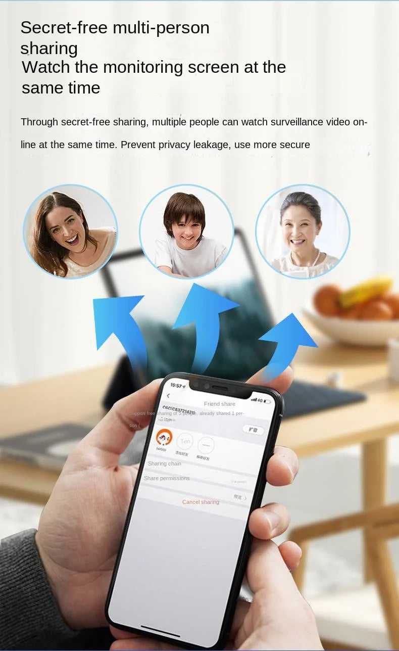 Home Surveillance Cameras, No Drilling Required, For Household Security — Wireless Wifi Hd 1080p Smart 360-degree Camera.