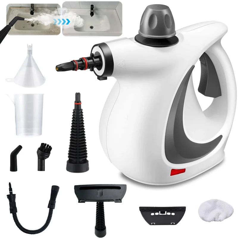 LZJV Handheld Steam Cleaner – 1050W High-Pressure Steamer with 9 Accessories for Home Sanitization &amp; Stain Removal