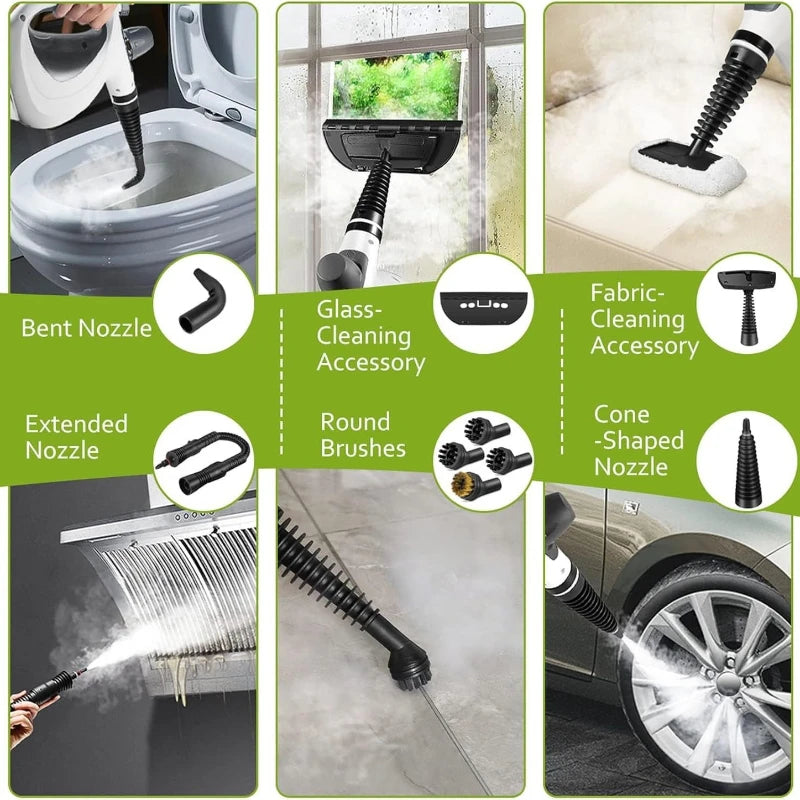 LZJV Handheld Steam Cleaner – 1050W High-Pressure Steamer with 9 Accessories for Home Sanitization &amp; Stain Removal