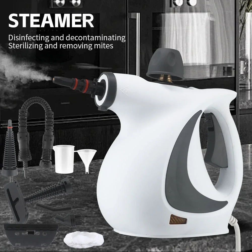 LZJV Handheld Steam Cleaner – 1050W High-Pressure Steamer with 9 Accessories for Home Sanitization &amp; Stain Removal