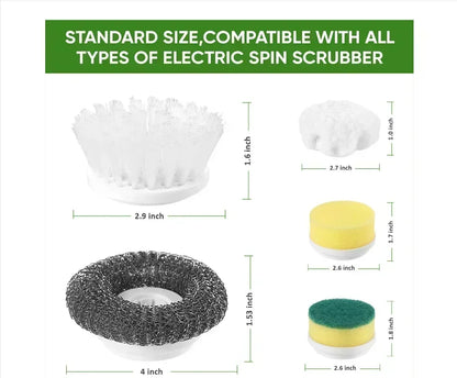 Cordless Electric Spin Scrubber – 5-in-1 Rechargeable Cleaning Brush for Kitchen, Bathroom &amp; More