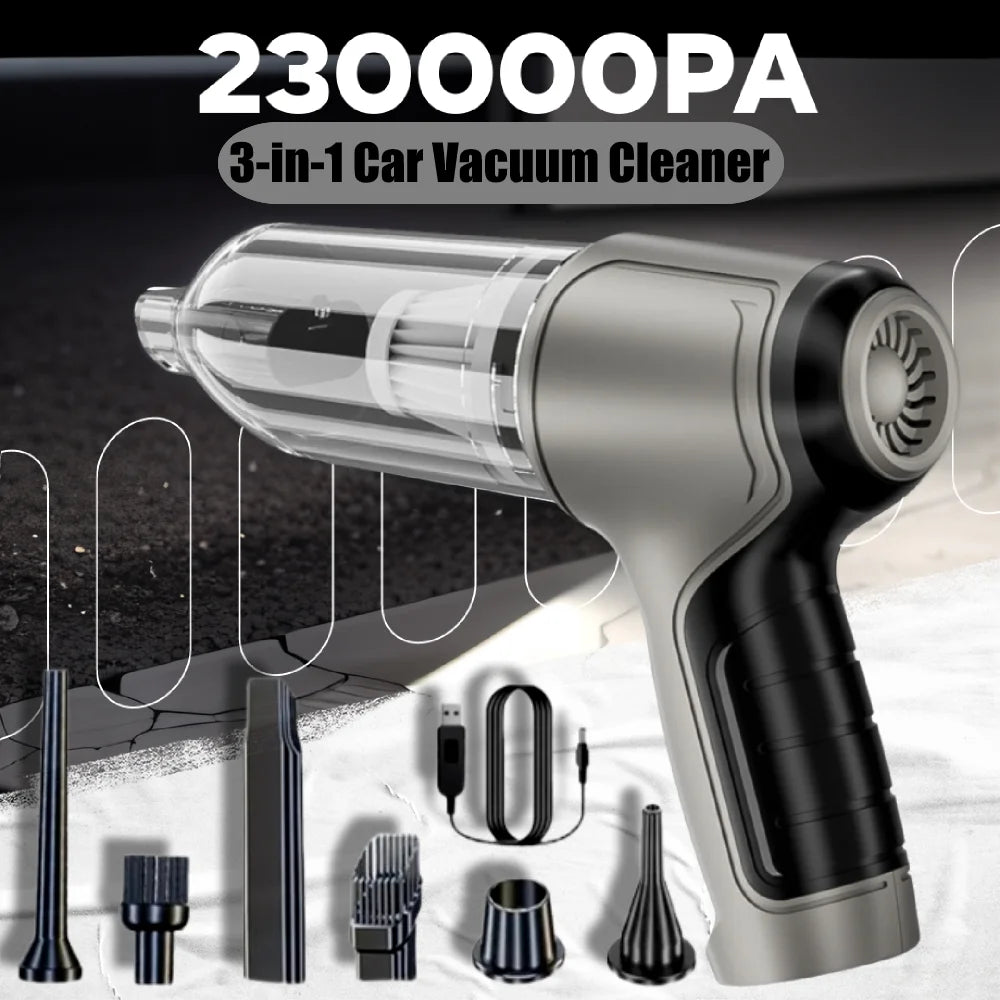 Portable Wireless Car Vacuum Cleaner – 230,000PA Strong Suction Handheld Air Duster for Car &amp; Home