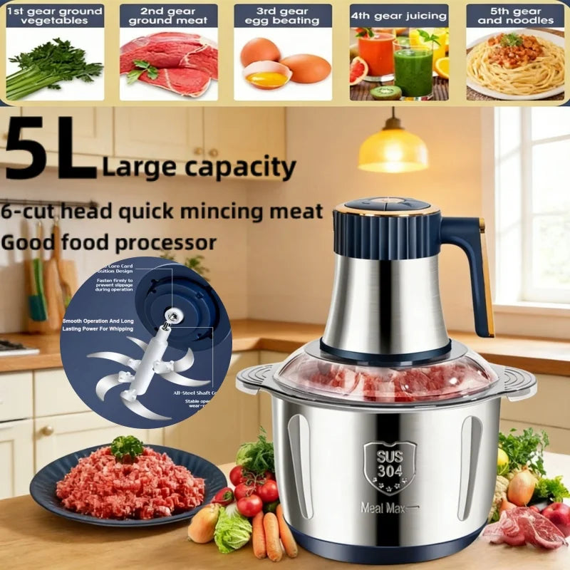 Electrical Food Crusher Multfunctional Household Meat Grinder Stainless Steel  Meat Vegetable Garlic Mincer Baby Food Blender