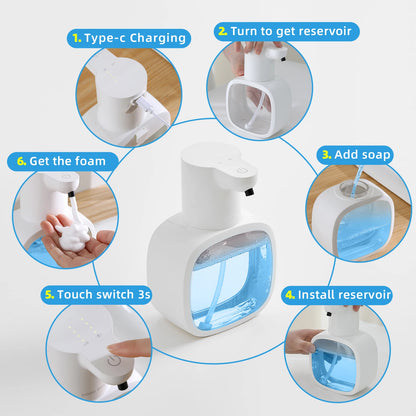 New Wall Mounted Automatic Soap Dispenser Foam Smart Hand Washing Machine 500ml Liquid Rechargeable Bathroom Induction Sensor
