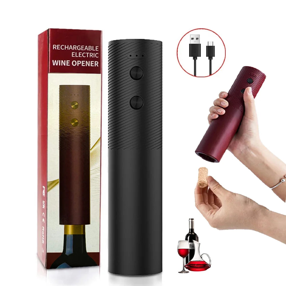 Electric Wine Bottle Opener – USB Rechargeable One-Click Automatic Corkscrew