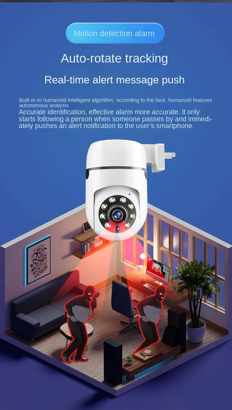 Home Surveillance Cameras, No Drilling Required, For Household Security — Wireless Wifi Hd 1080p Smart 360-degree Camera.