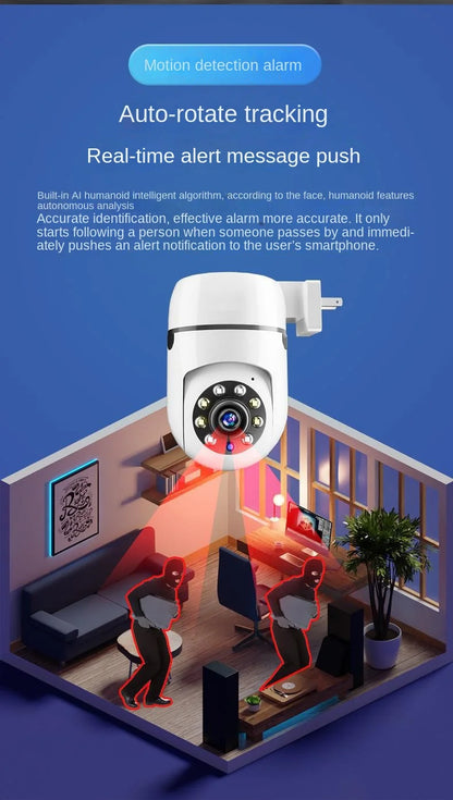 Home Surveillance Cameras, No Drilling Required, For Household Security — Wireless Wifi Hd 1080p Smart 360-degree Camera.