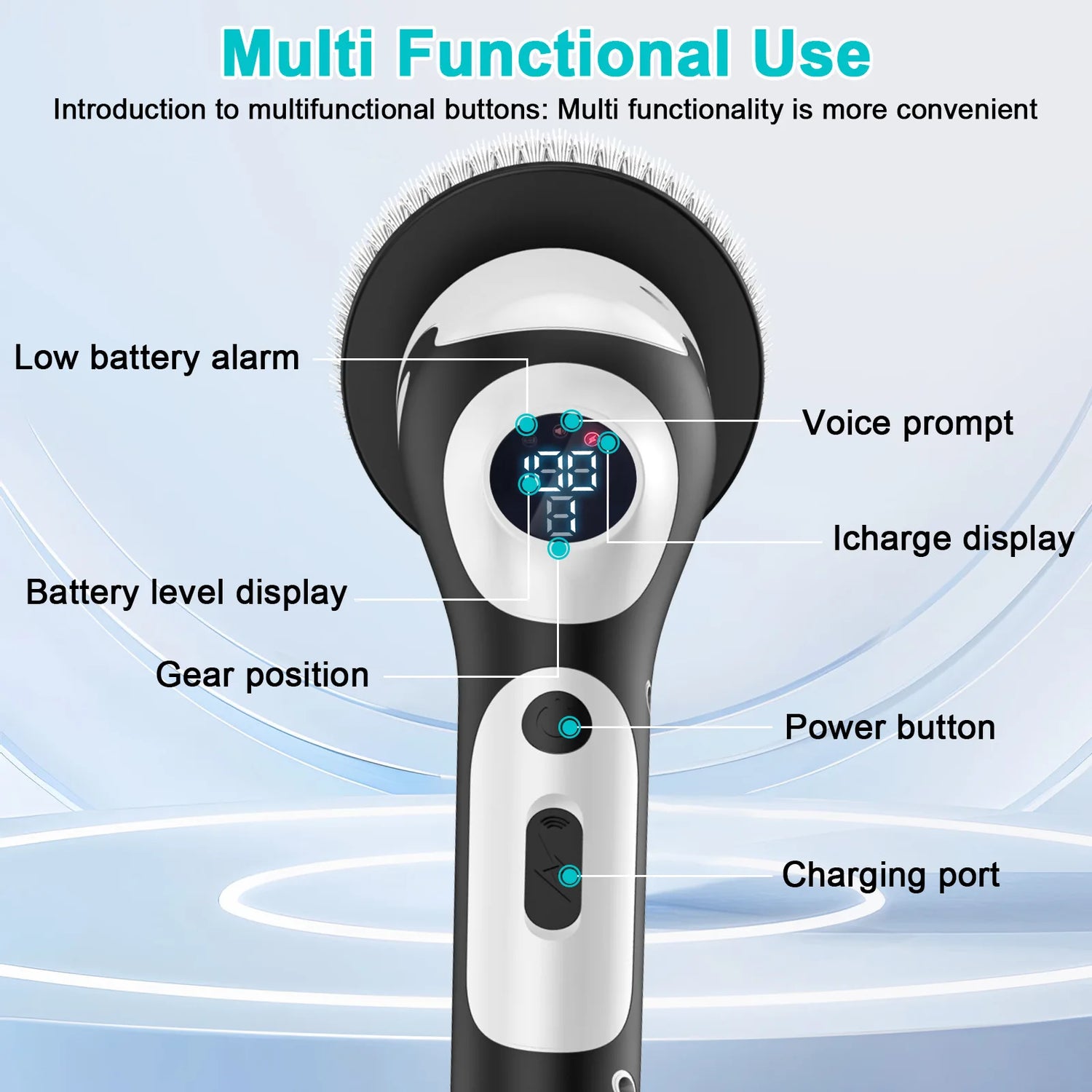 HOMEFISH Voice-Activated Rechargeable Electric Cleaning Brush – Smart Rotary Scrubber for Kitchen &amp; Home