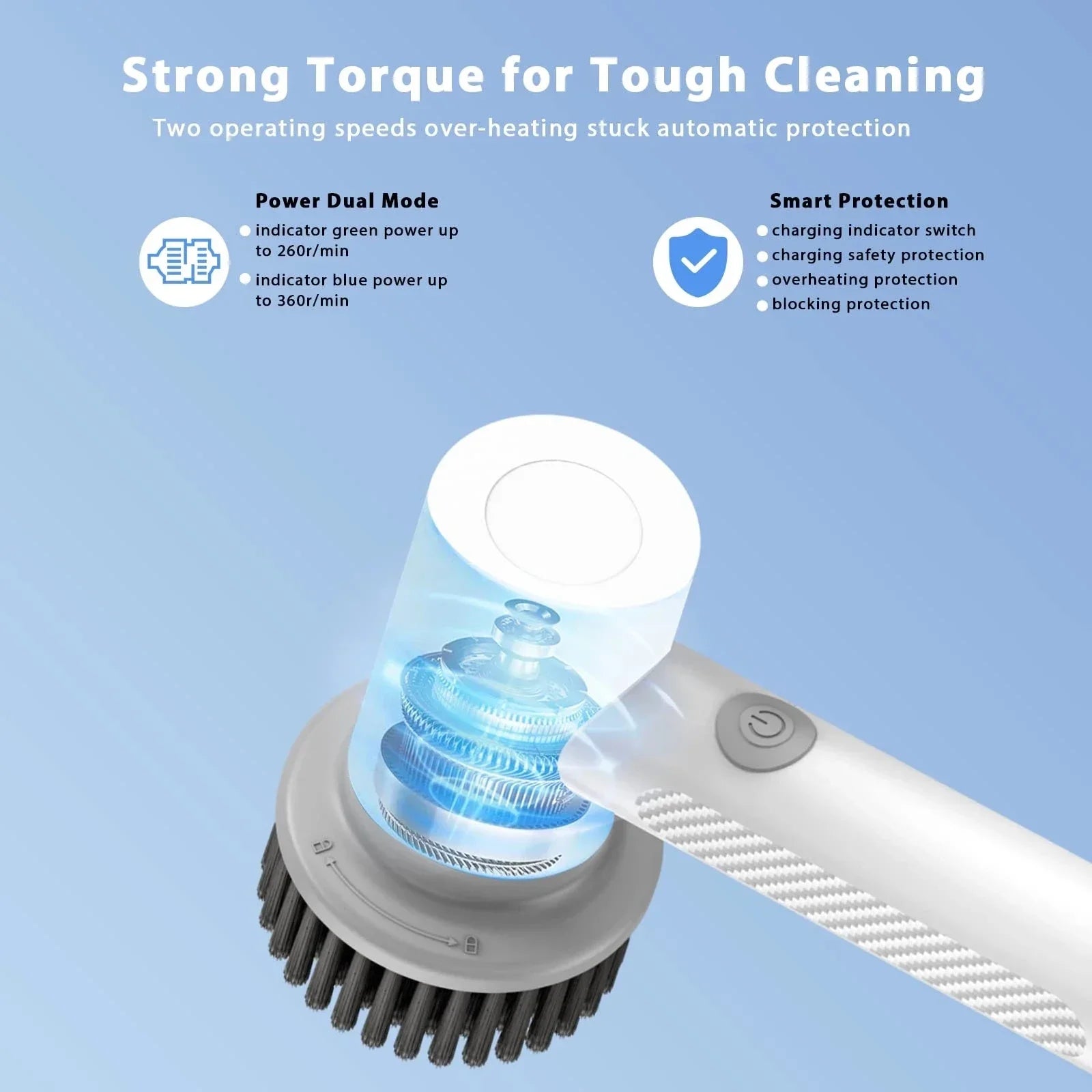 INCOLDS Rechargeable Electric Spin Scrubber – IPX7 Waterproof Cordless Cleaning Brush with 3 Brush Heads