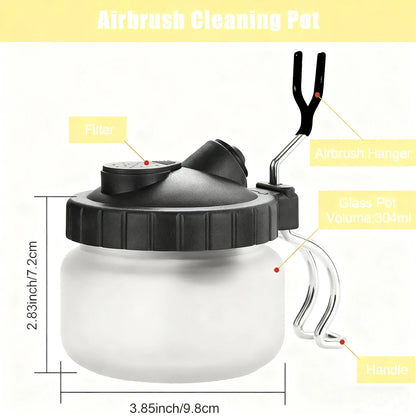 Airbrush Cleaning Kit with Clean Pot &amp; Jar Holder – Waste Liquid Collection for Home DIY &amp; Art Use